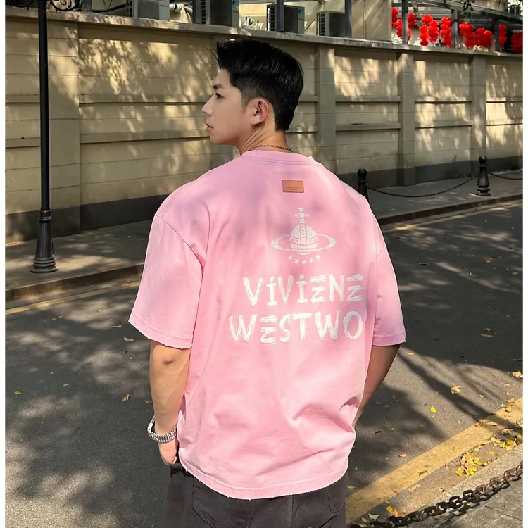 浩仔STUDIO 潮流涂鸦字母夏季短袖T恤男女休闲ins情侣上衣1-8602