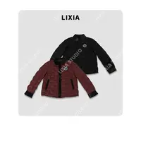 LIXIA【方格暖绒】经典风菱格充绒拼羊皮高奢鹅绒服外套-D9832