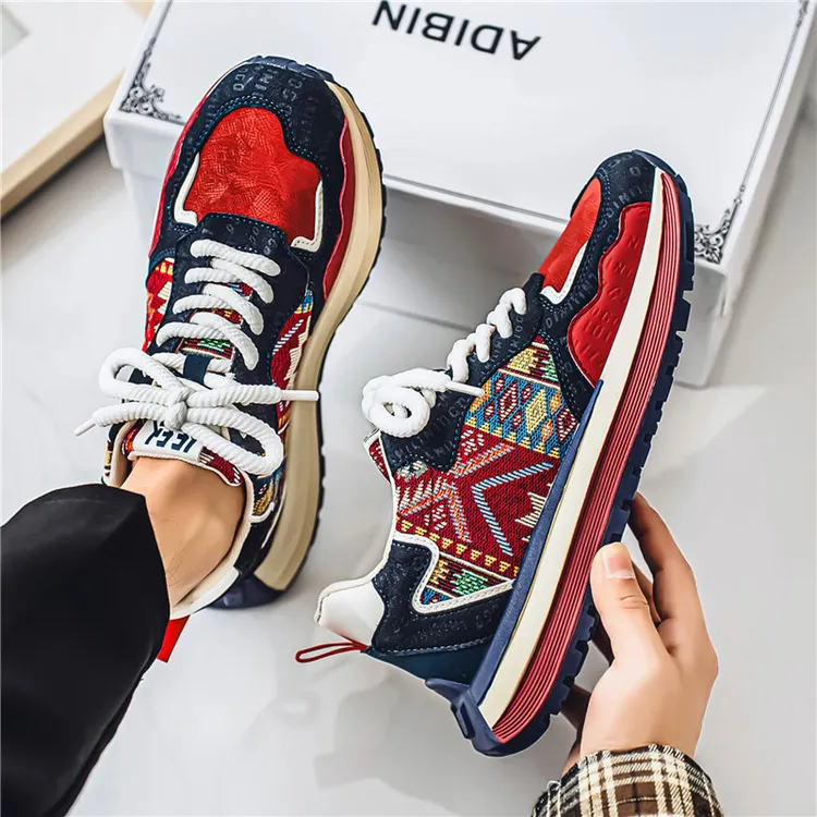 春季新款潮鞋国风板鞋休闲板鞋男士百搭夏季透气潮流学生网面韩版