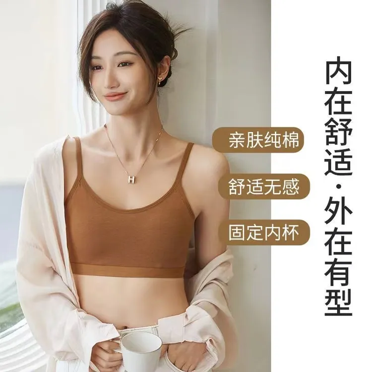【拍一发三】美背女士内衣女小胸聚拢型文胸棉质少女内衣文胸一体式
