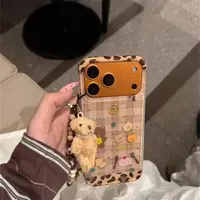 ins可爱格纹甜品小熊适用于苹果16promax手机壳15新款iphone17pro