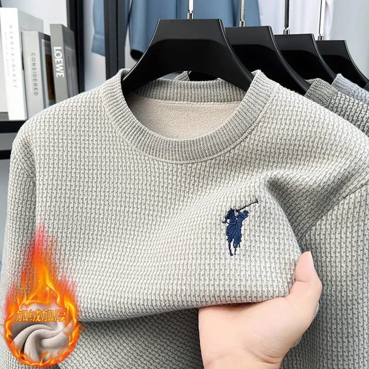 【加绒加厚】秋冬男士时尚圆领透气柔软圆领卫衣保暖长袖休闲百搭