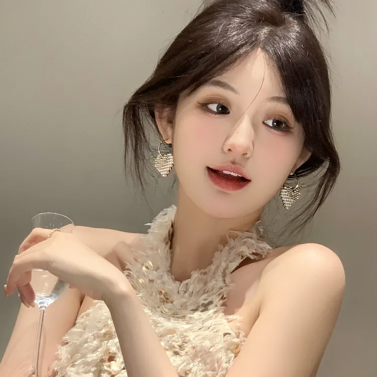 FULL GIRLISH耳环02315甜美拼色爱心耳钉耳饰