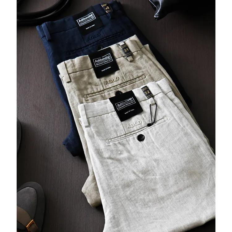 夏天必备凉爽又透气的亚麻裤男士直筒休闲裤春夏直筒裤简约薄款
