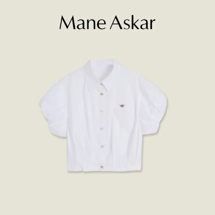 新款洋气花苞袖设计通勤三分袖衬衫上衣女OK52004