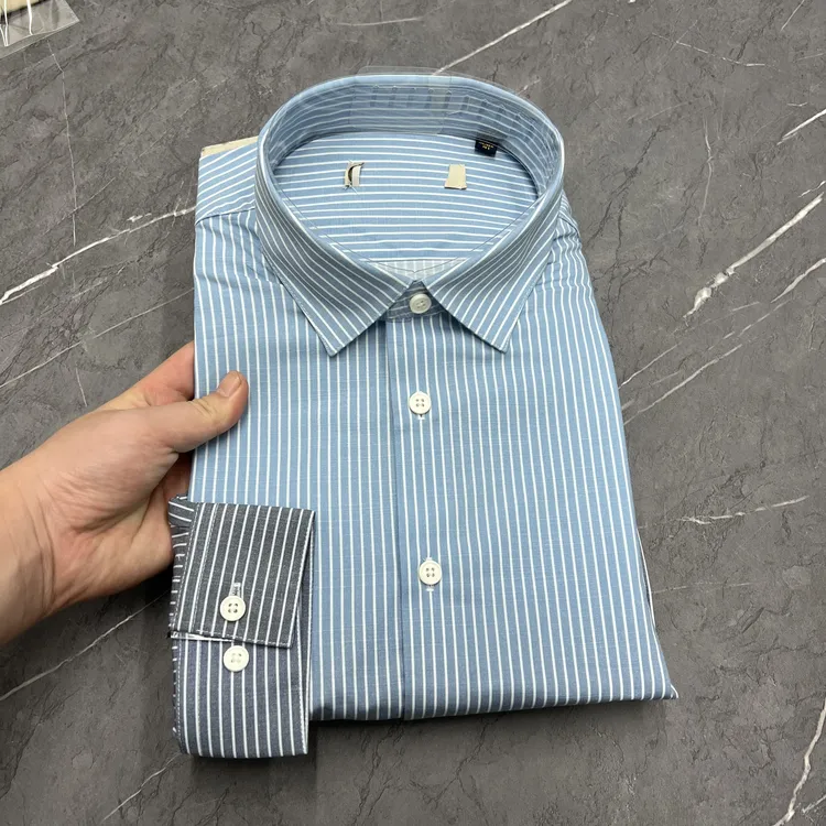 H-蓝灰渐变色长袖衬衫商务休闲时尚潮流