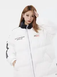 印花秋冬女式棉服宽松拼接女棉衣面包服运动冬季【A区】1631 大厅