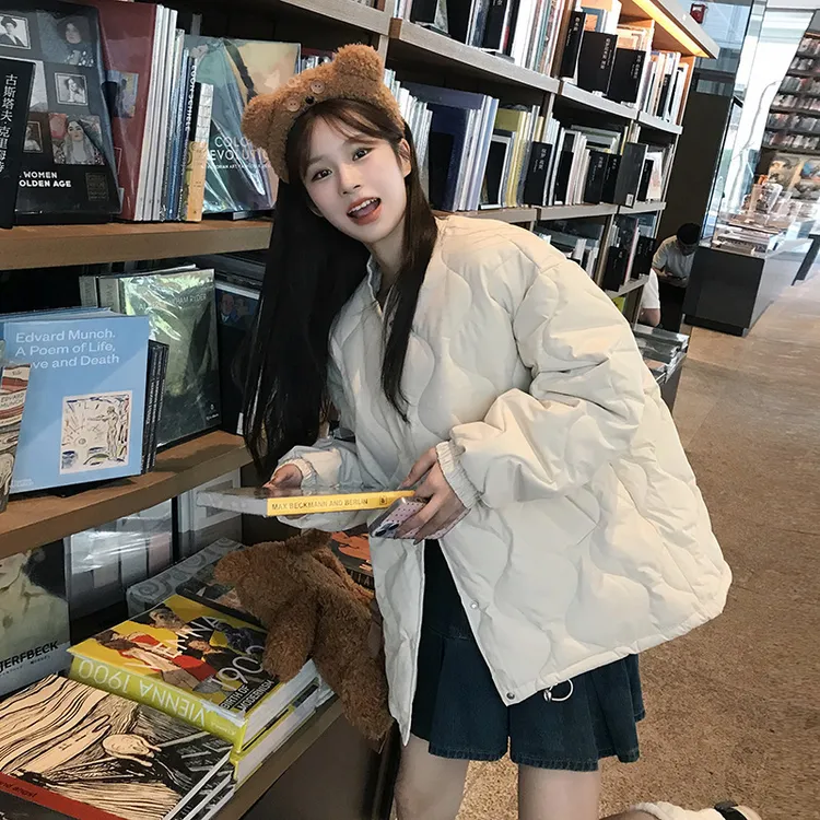 羽绒棉服女2025秋冬新款韩板慵懒风菱格宽松显瘦小个子加厚棉衣潮