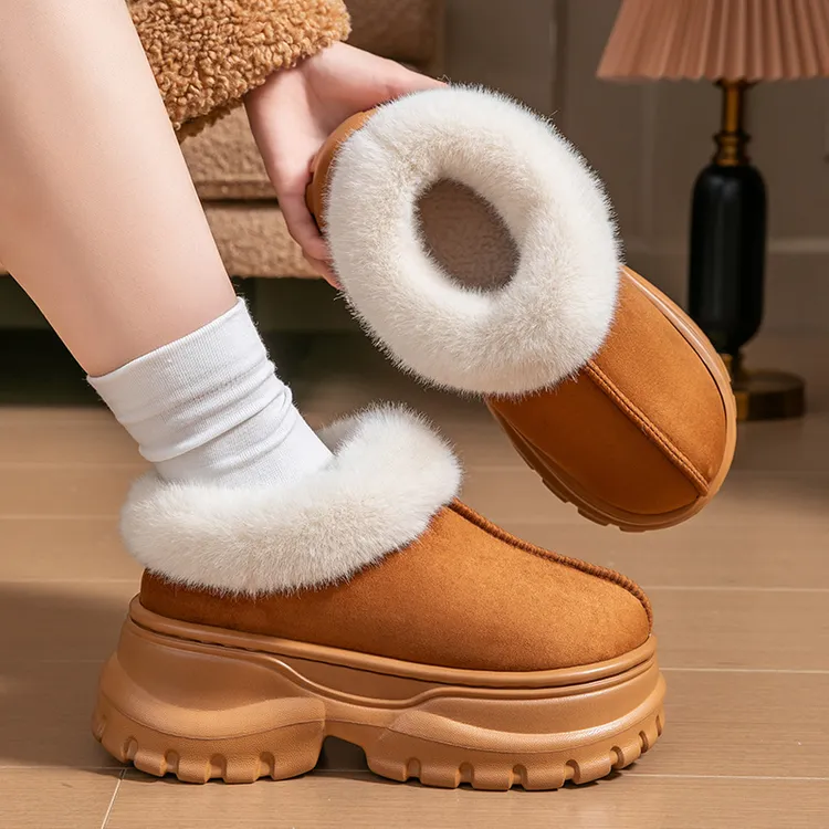 秋冬爆款棉拖鞋女外穿厚底增高7.0cm时尚百搭韩版保暖防滑舒适鞋