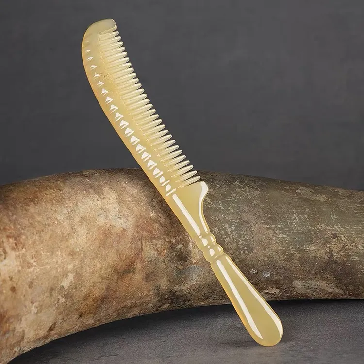 名匠福利 精品黄牛角短齿一指梳细齿 18cm左右 送人自用可选