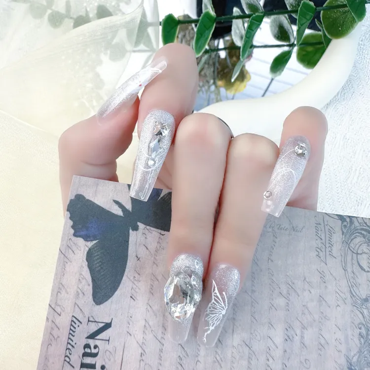 【全疆包邮015】高级纯欲纯手工穿戴甲ins风穿戴式可爱爆闪亮色