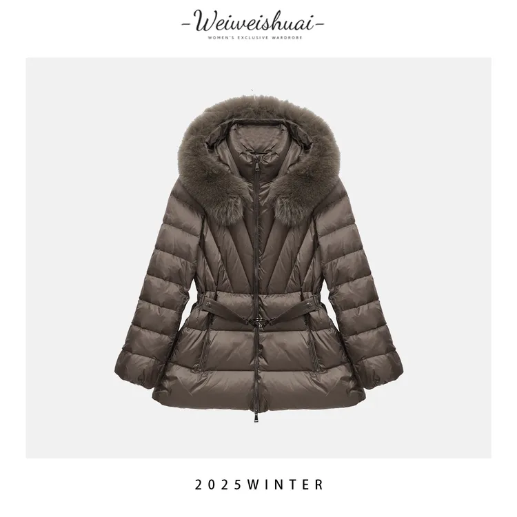 【广州微姐】冬季尚百搭拉链立领短款显瘦宽松绒服25002