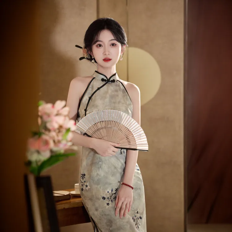 旗袍年轻款气质改良长款少女春夏新款连衣裙新中式2025新款连衣裙
