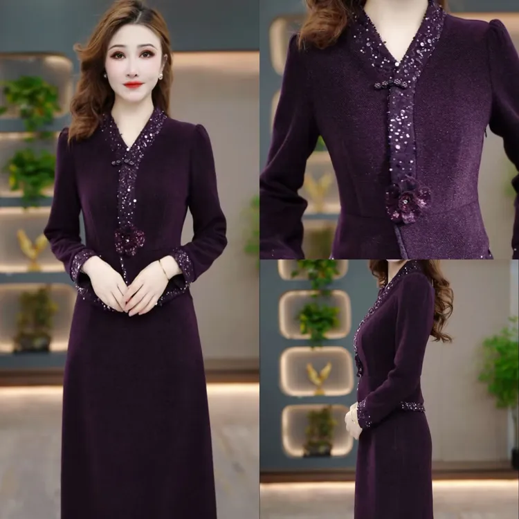 冬季显瘦连衣裙2025新款显瘦修身气韩版遮肚打底裙子CY25Y3706