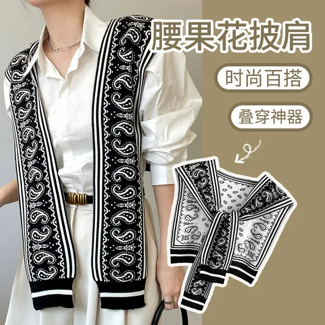 上海故事2025新款披肩外搭女士坎肩韩版春秋针织装饰衬衫搭肩腰果