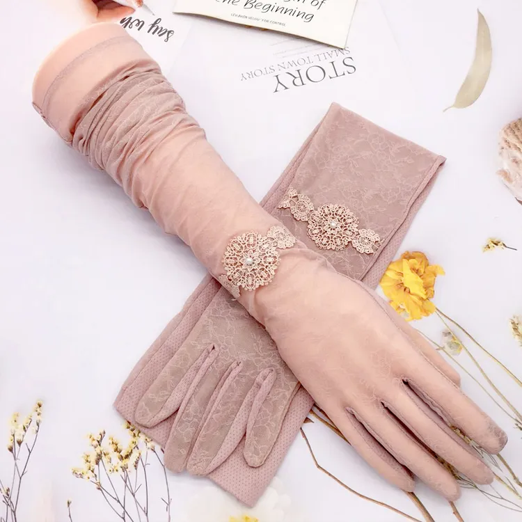 手套女夏季开车骑行防晒冰丝透气防紫外线薄款夏天遮阳袖套手臂套