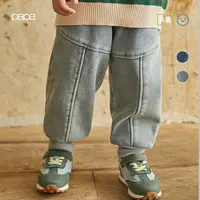 papa爬爬秋冬季儿童牛仔裤薄绒保暖男女宝宝休闲束脚长裤洋气时髦
