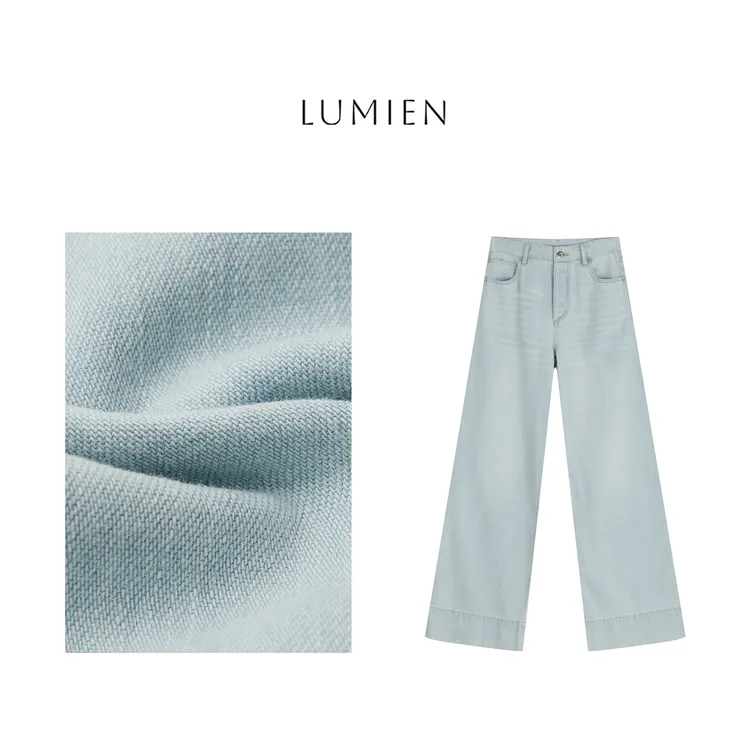 【LUMIEN 】“”牛仔信号“”天丝汉麻天蓝色宽松直筒牛仔裤LX5CKK086