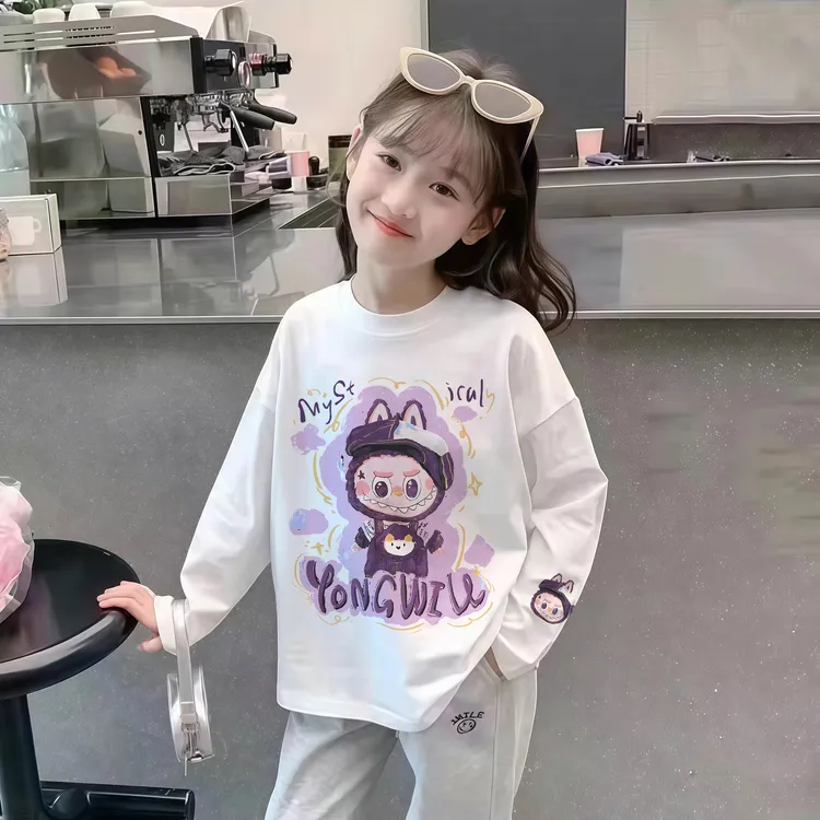 女童秋季长袖t恤2025新款儿童春秋款洋气百搭上衣女孩休闲打底衫T