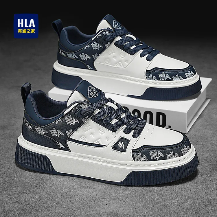 HLA/海澜之家男鞋冬季新款时尚百搭男士低帮板鞋潮流印花休闲鞋男