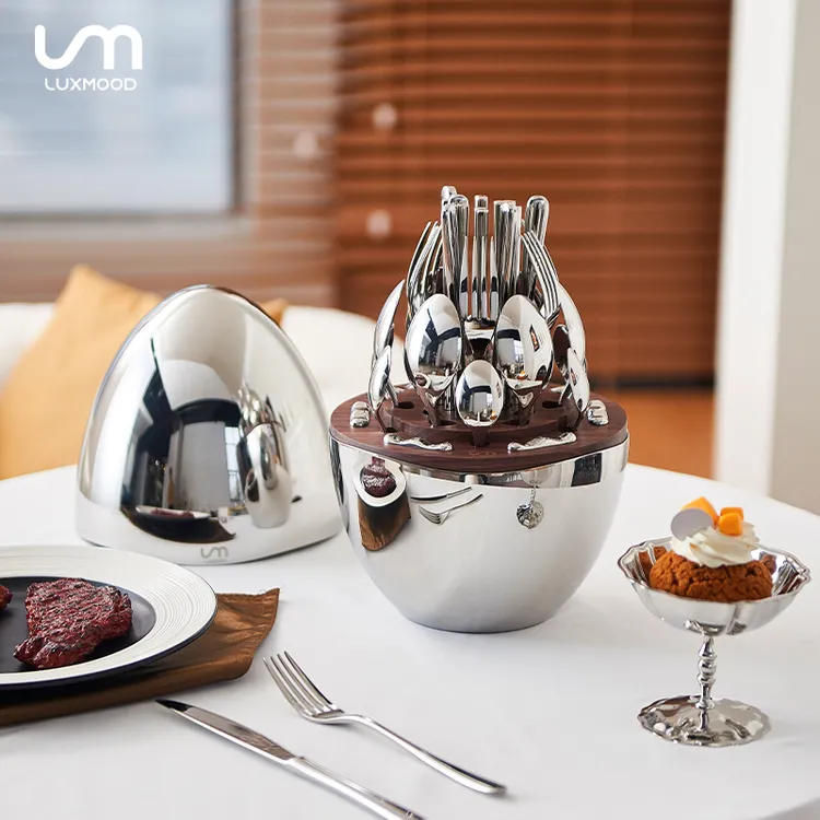 LUXMOOD勒慕魔蛋创意中式餐具家用筷子勺子美式刀叉套装餐具套装