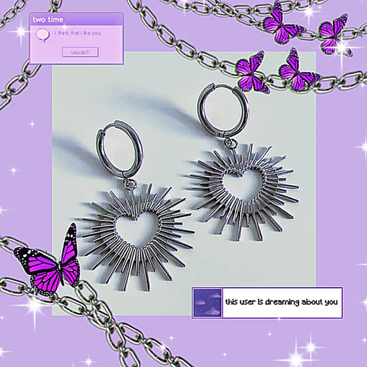 钛钢耳饰 个性风潮带刺女士爱心气质短款时尚百搭复古欧美A0153