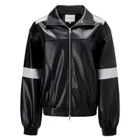 来自小众品牌！某保258！小众设计拼色pu夹克男女