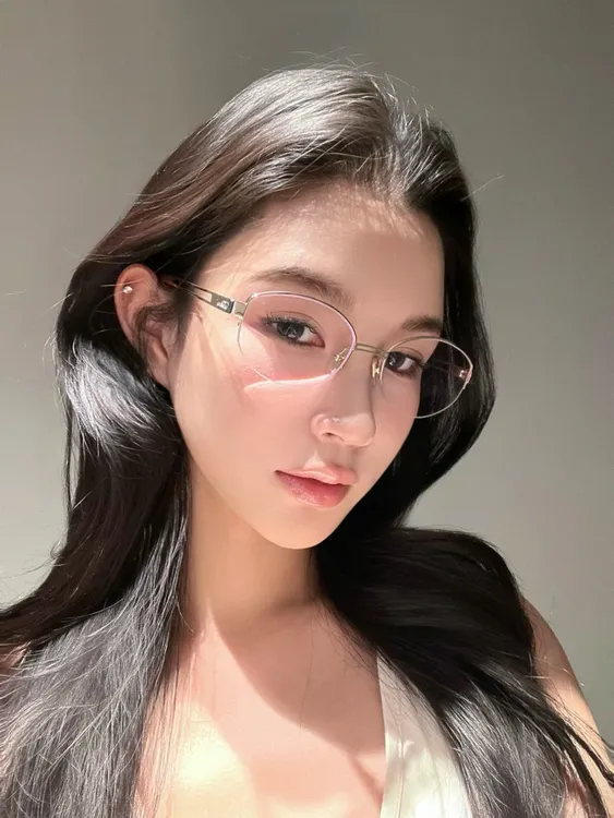 弗瑞姆眼镜纯欲风半框金属平光镜圆脸高级感镜架近视金属高智感45