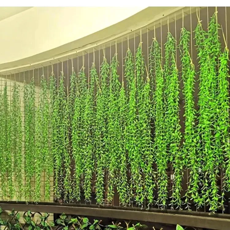 仿真柳条挂壁绿植物塑料叶子商场吊顶藤条遮挡垂吊装饰花艺摆件