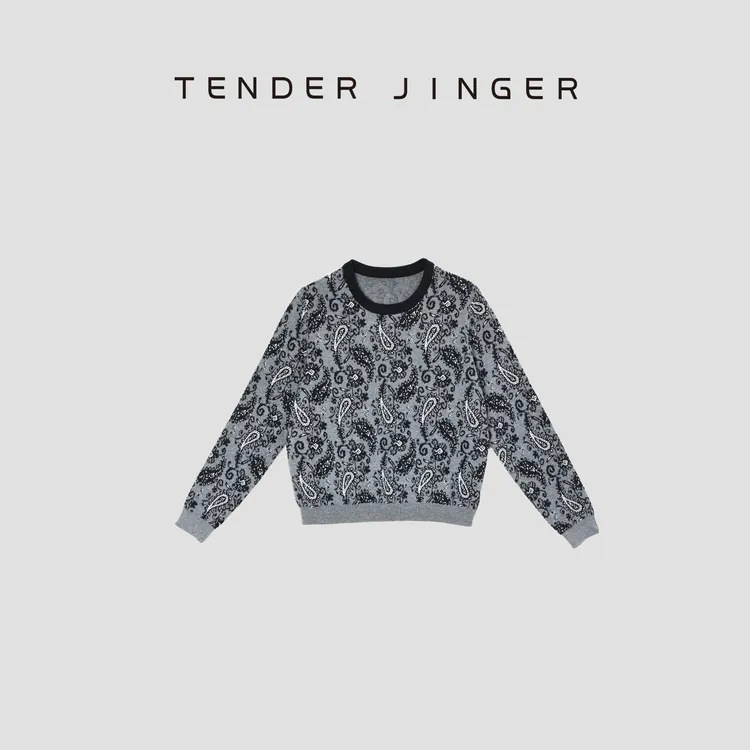 Tender Jinger圆领拼色加厚针织打底衫T53DWF50076
