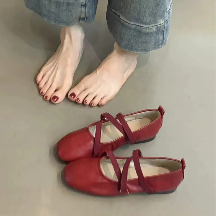 仙女风新款2025复古法式平底浅口玛丽珍女鞋宛如晚风中芭蕾舞者鞋