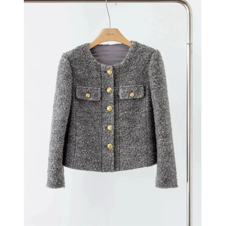 南油高版本-秋冬季新款小香风气质减龄高级感灰色小香风外套XF02
