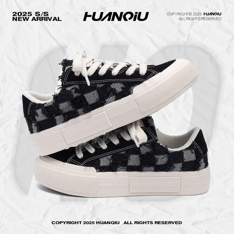 环球帆布鞋子男款秋季2025新款痞帅男鞋潮流百搭厚底增高休闲板鞋