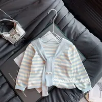 【针织毛衣】（披肩可拆卸）2025秋季条纹毛衣针织衫披肩亲子装长袖