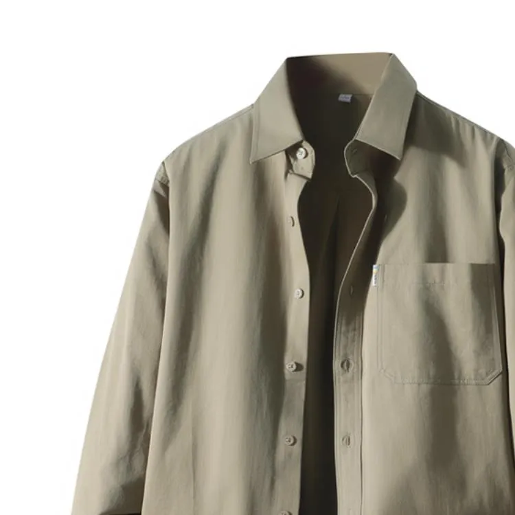 纯棉男士长袖衬衫2025春秋季新款美式潮牌休闲工装外套宽松衬衣男