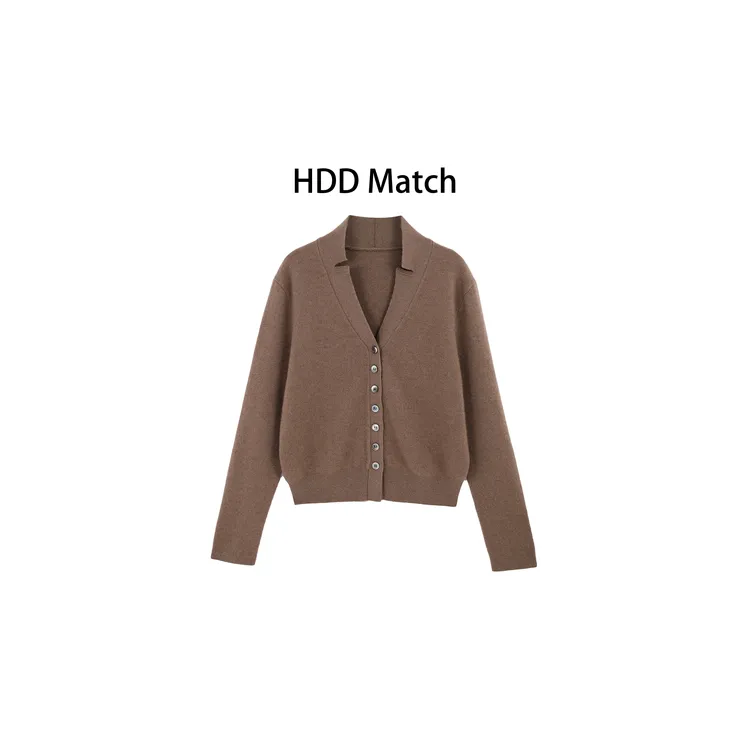 HDD- "针织计划" 羊毛+羊绒 秋冬女款V领针织韩版毛衣开衫 Y9258