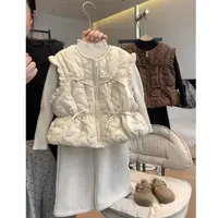 韩版童装马甲秋冬2025新款网红炸街小女孩蝴蝶结绗线棉马甲时尚