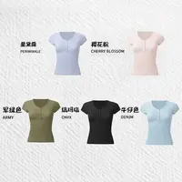 夏季沙漏腰亨利v领改版短袖 J35022U