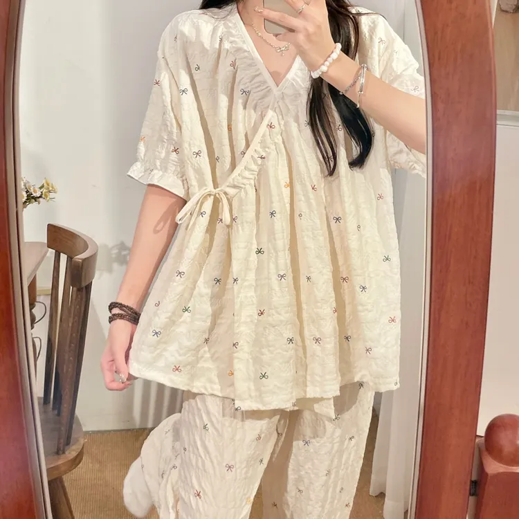孕妇短袖长裤夏季待产云朵棉薄款月子服产后哺乳期睡衣大码家居服