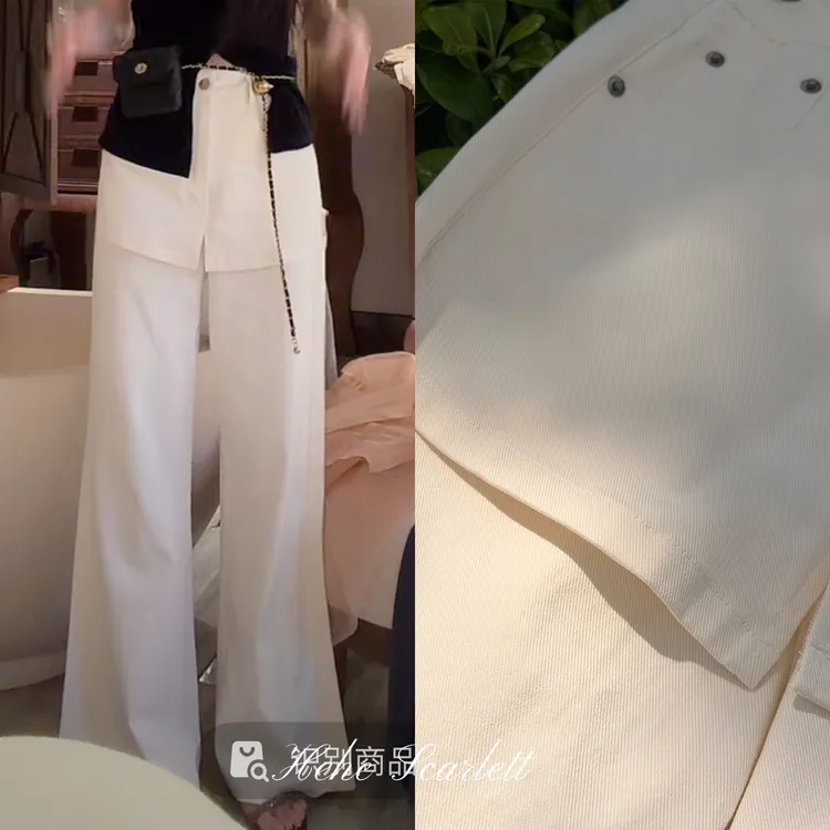 你的呵呵scarlett|极简高腰微喇牛仔裤 韩系百搭屁帘裤子