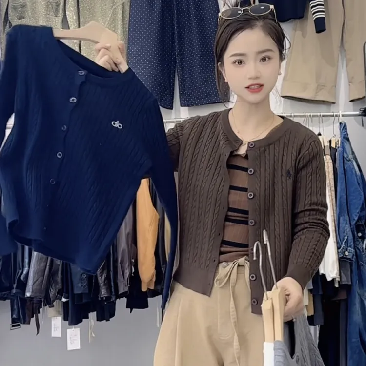 短款上衣针织衫显瘦秋季女圆领