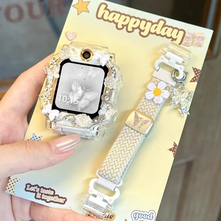 甜美小花适用于小天才电话手表表带z11/z10/z9新款编织Z8AU5Q1AZ6