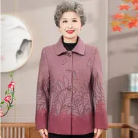 11288-奶奶秋装外套中老年人女装开衫外衣太太衣服妈妈上衣【强辉】