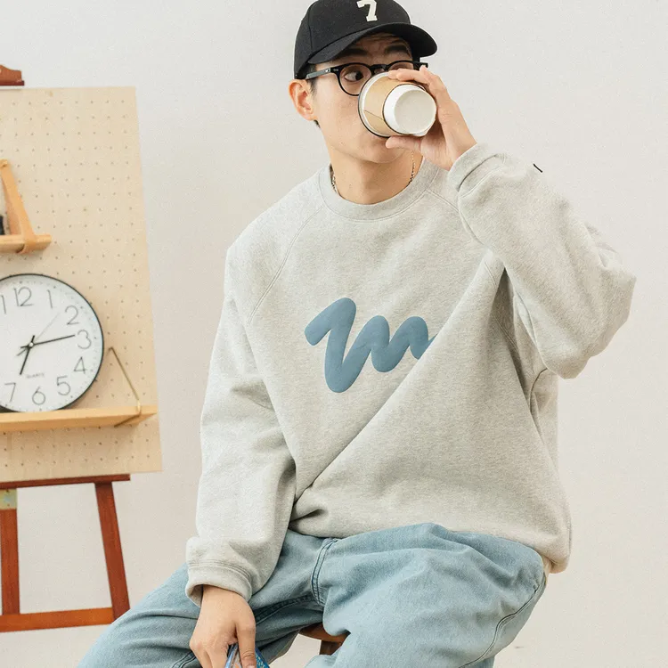 714street男女情侣圆领卫衣重磅外套宽松日系印花上衣卫衣221324