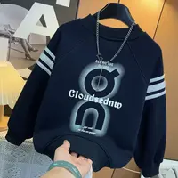 【加绒/不加绒】~韩系秋冬男童时髦撞色潮酷加绒圆领套头卫衣S11031