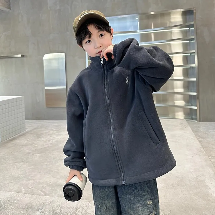 儿童装男童冬装加厚外套2025新款大童冬季男孩摇粒绒秋冬款毛毛衣