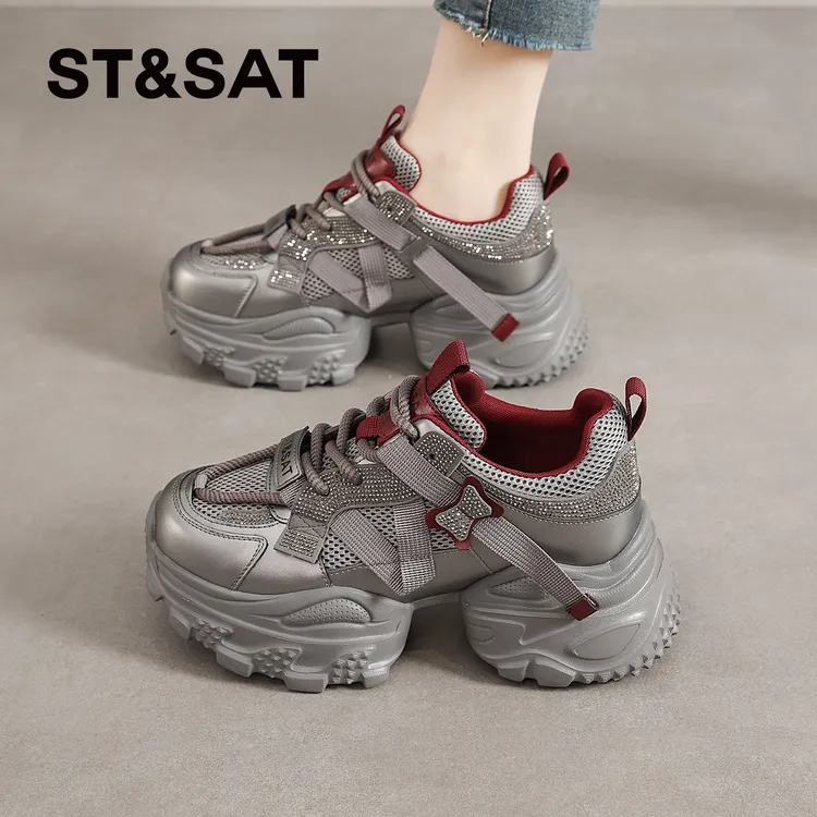 星期六鞋子女2025新款爆款秋季厚底增高女鞋休闲老爹鞋女款运动鞋