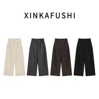 【林下风致】冬款绵羊毛真丝醋酸混纺厚款高腰垂感弯刀休闲裤YN3700