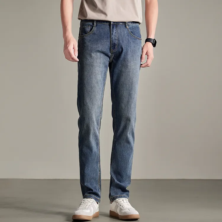 因纳巴敦高端天丝牛仔裤男士新款超薄透气休闲修身通勤裤子男夏季