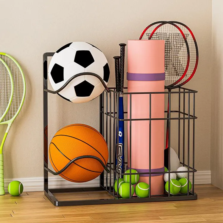 篮球收纳架家用室内足排球架瑜伽垫收纳筐儿童置球架球类置物架子